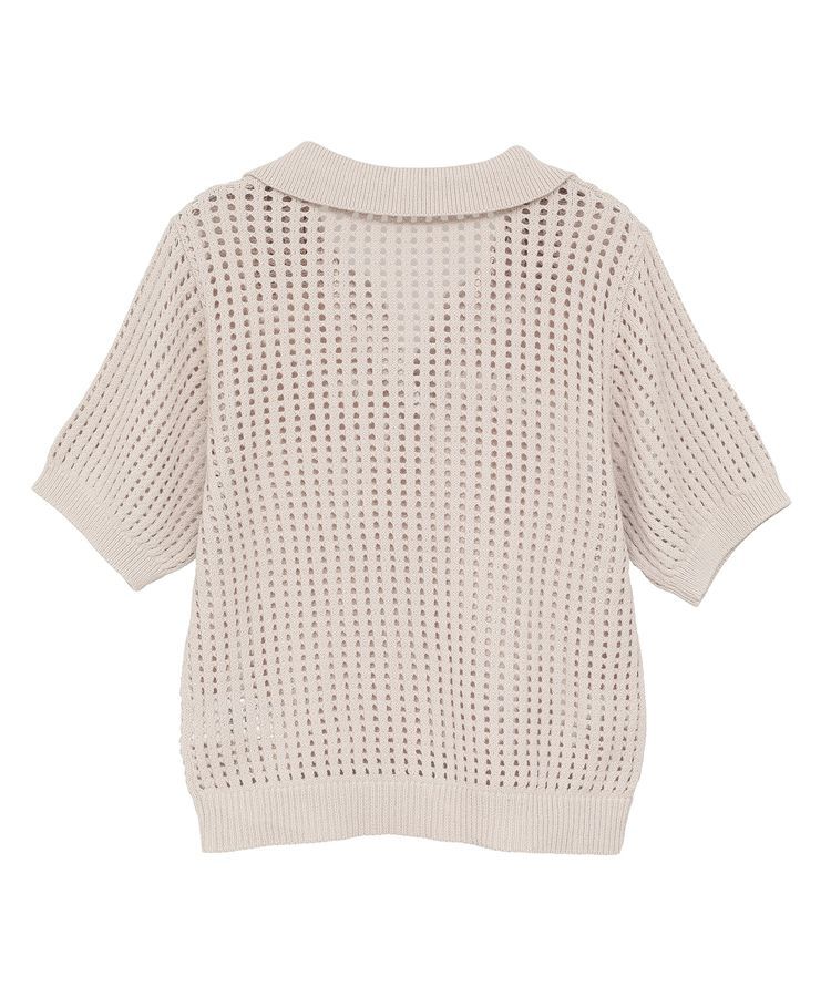 AMERICAN HOLIC「衿付きメッシュ編み半袖ニットプルオーバー」|ニット・セーター|