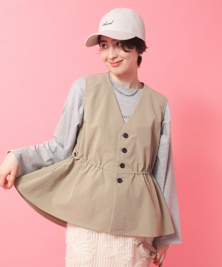 Green Parks「【楽しゃれUV】ドロストフレアベスト」|ベスト・ジレ|