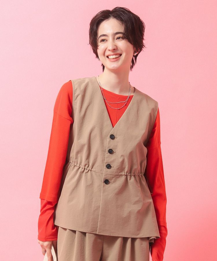 Green Parks「【楽しゃれUV】ドロストフレアベスト」|ベスト・ジレ|