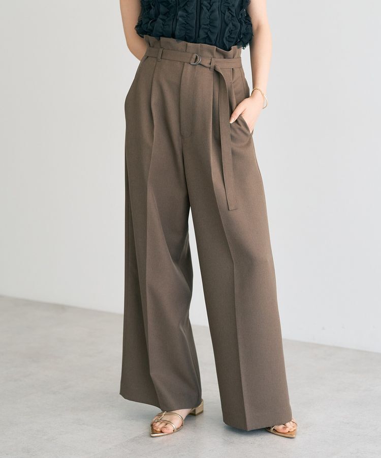 YECCA VECCA「【洗える】ベルト付きイージーケアワイドパンツ」|その他|