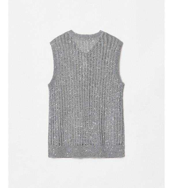 allureville「スパンコールメッシュプルオーバー」|ニット・セーター|