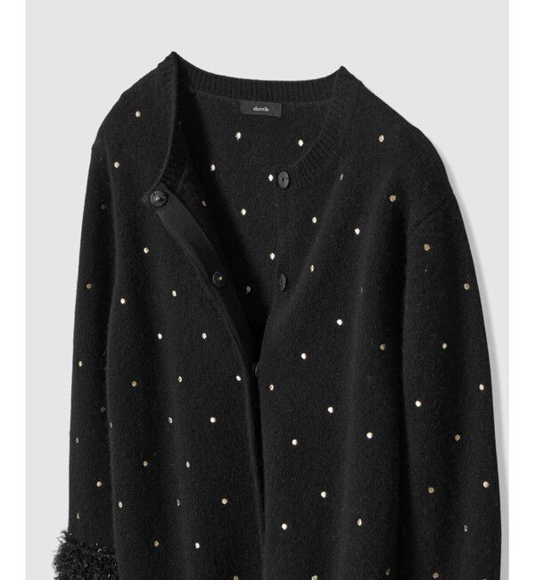 allureville「エンブロイダリードットフェイクファーカフスカーディガン」|カーディガン|