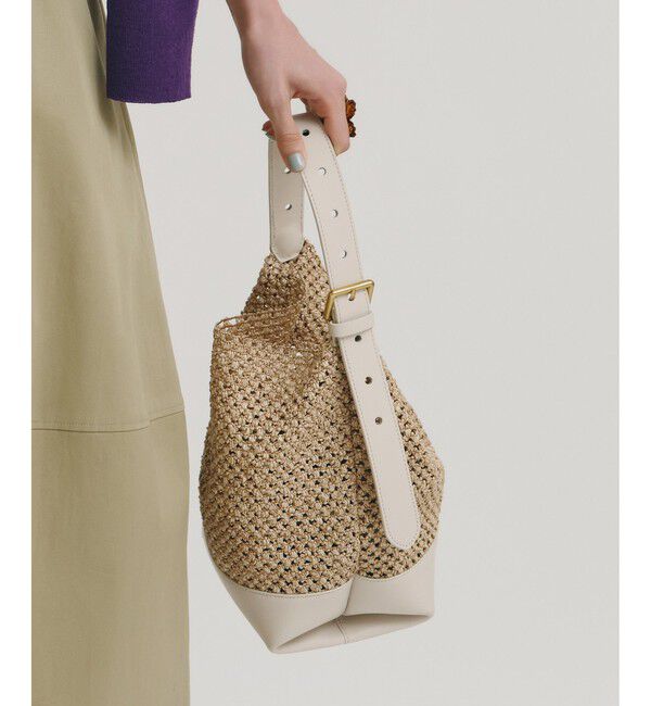 allureville「ラフィアコンビバケツバッグ」|ショルダー・メッセンジャー|オフホワイト