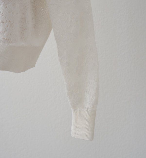  「透かし編み花柄ジャガード襟付カーディガン」|カーディガン|