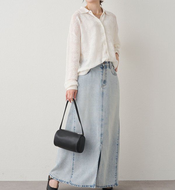  「透かし編み花柄ジャガード襟付カーディガン」|カーディガン|