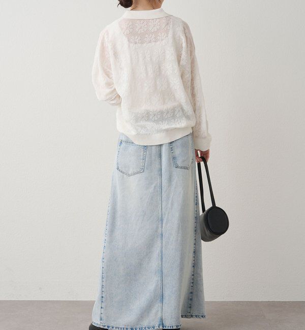  「透かし編み花柄ジャガード襟付カーディガン」|カーディガン|