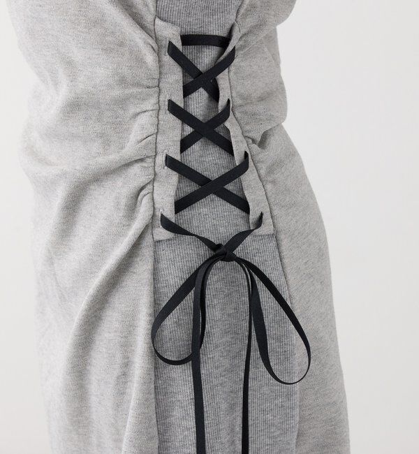  「サイドレースアップパーカーミニワンピース」|ワンピース|