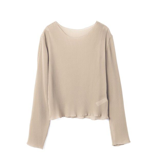 mizuiro ind「mizuiro ind プリーツクルーネックプルオーバー」|Tシャツ・カットソー|ベージュ