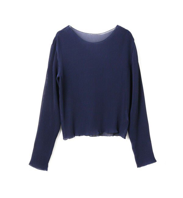 mizuiro ind「mizuiro ind プリーツクルーネックプルオーバー」|Tシャツ・カットソー|ネイビー