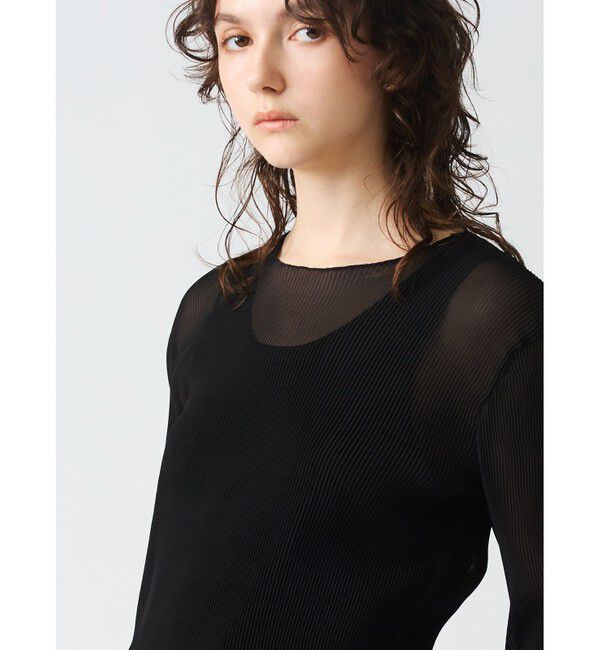 mizuiro ind「mizuiro ind プリーツクルーネックプルオーバー」|Tシャツ・カットソー|