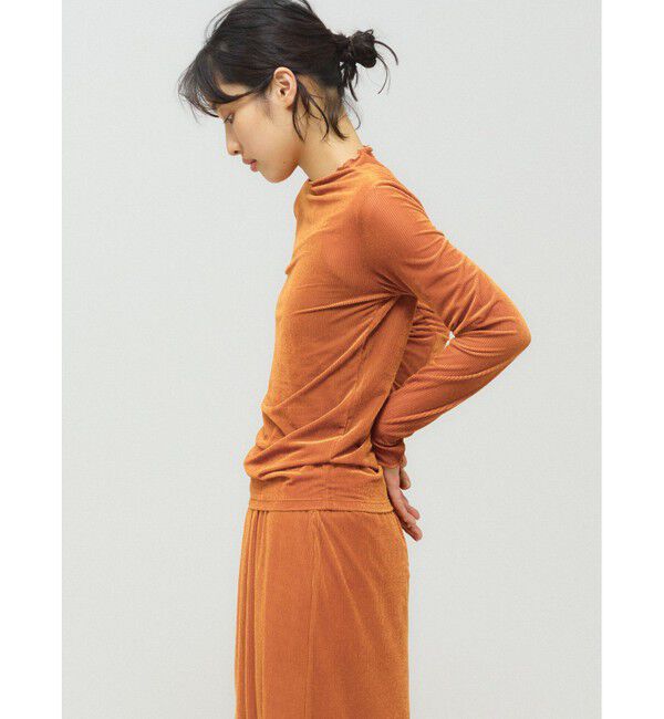 MIDIUMISOLID「MIDIUMISOLID for Ladies シアーベロアリブトップス」|Tシャツ・カットソー|