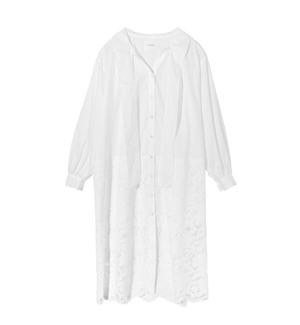 MIDIUMISOLID「MIDIUMISOLID for Ladies レースコンビシャツワンピース」|ワンピース|オフホワイト