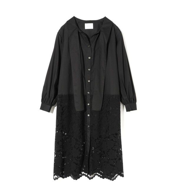 MIDIUMISOLID「MIDIUMISOLID for Ladies レースコンビシャツワンピース」|ワンピース|ブラック