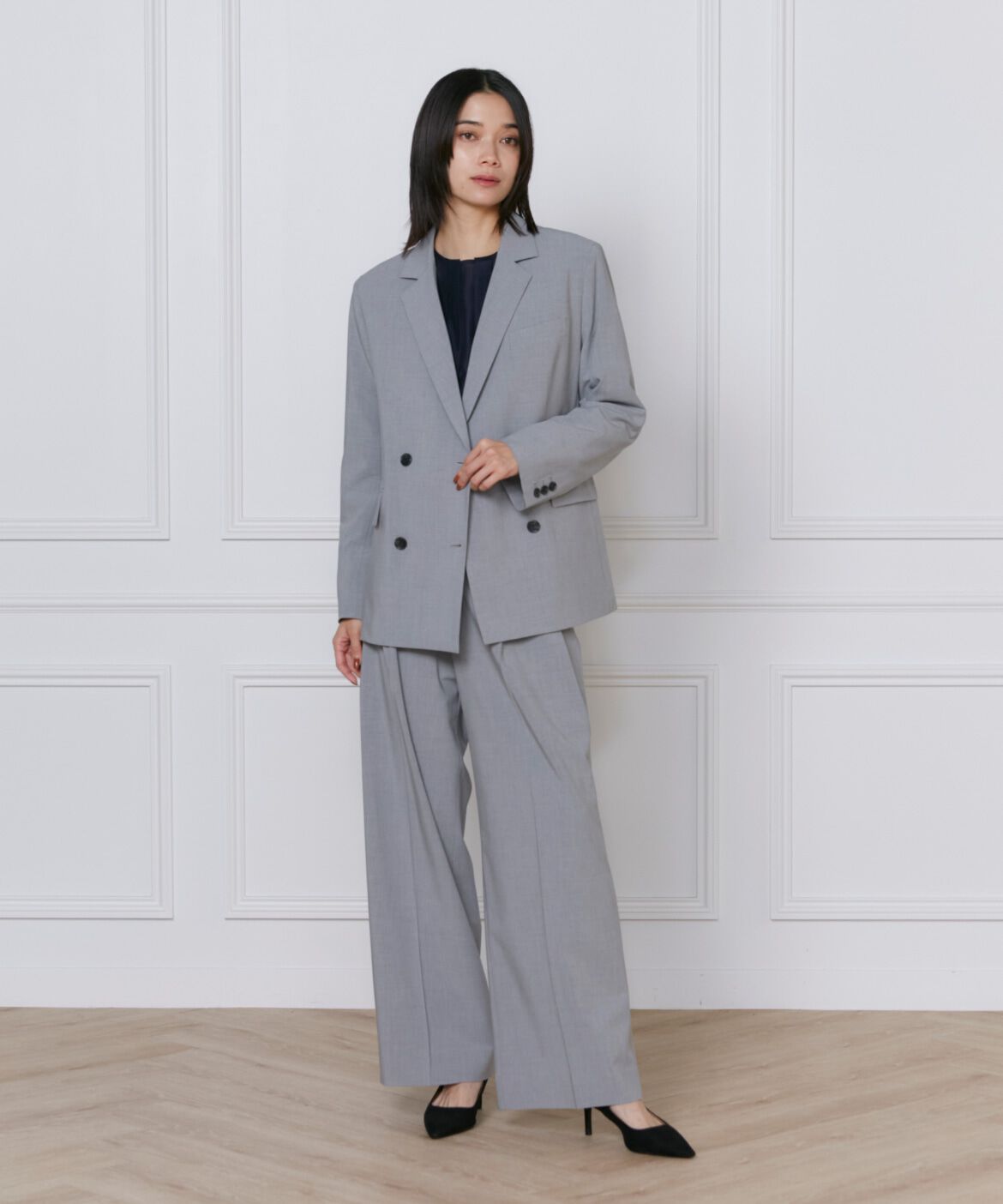 INED「《大きいサイズ》TRストレッチツータックワイドパンツ」|その他|