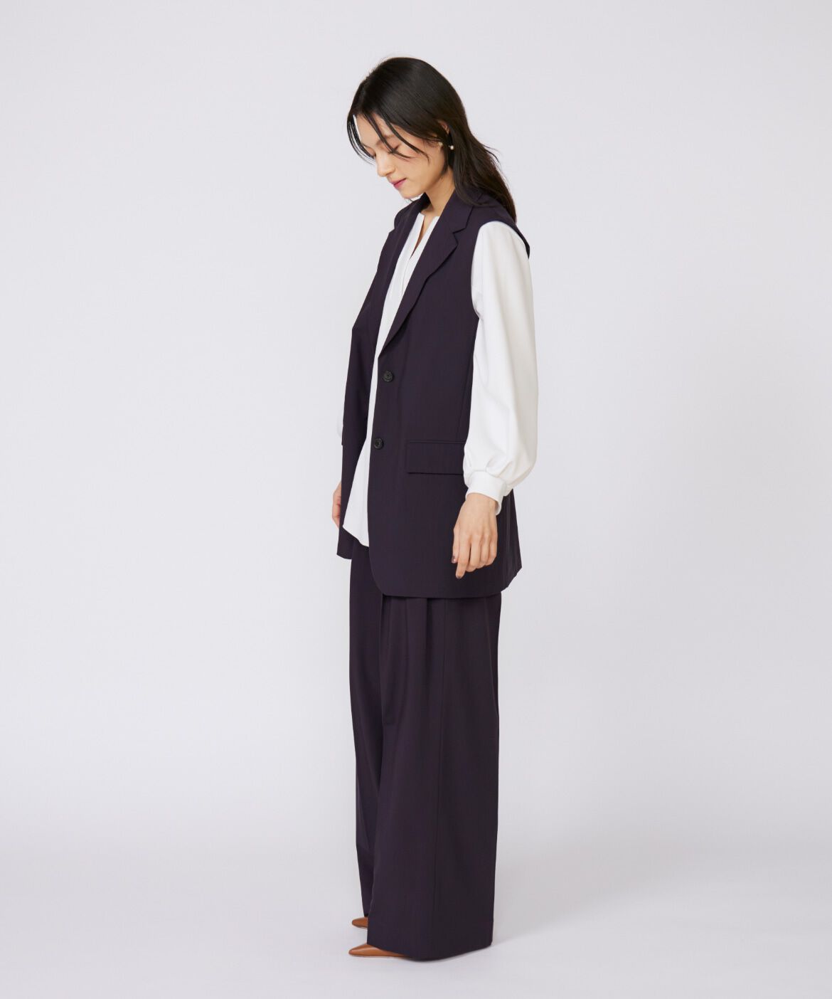 INED「《大きいサイズ》TRストレッチツータックワイドパンツ」|その他|