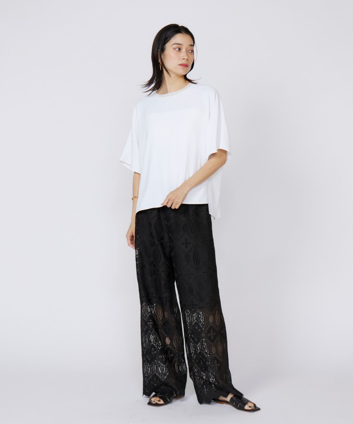 INED「《大きいサイズ》吸汗速乾ジョーゼットプルオーバー」|Tシャツ・カットソー|