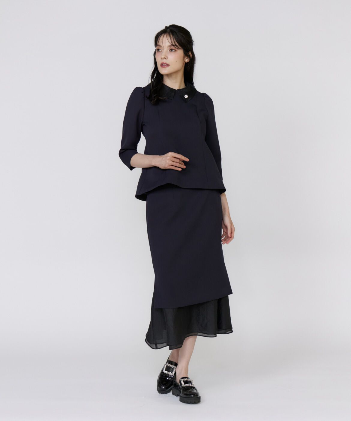 Maglie le cassetto「《M Maglie le cassetto》シアー付け衿ブラウス」|シャツ・ブラウス|