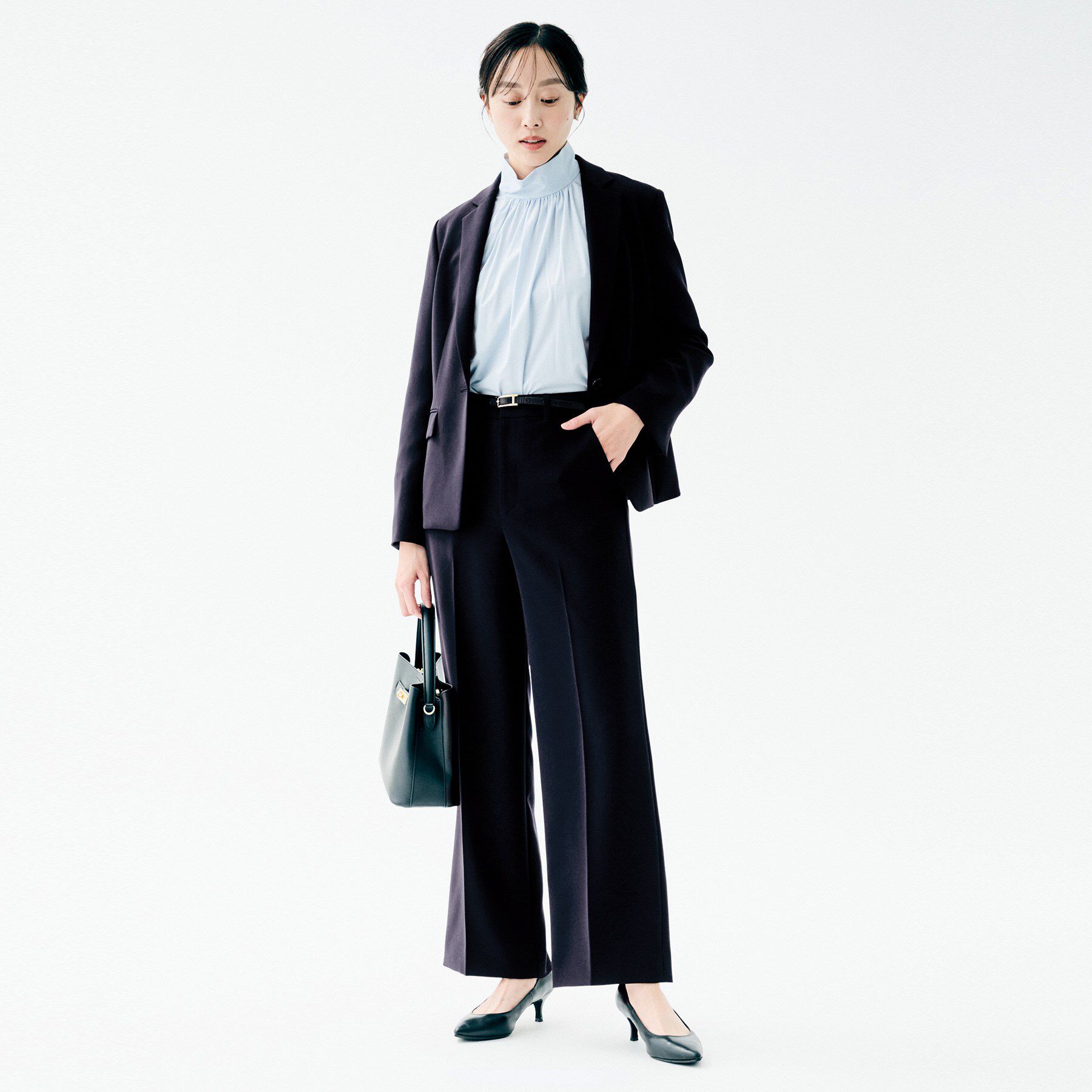 UNTITLED「【洗えるスーツ／ストレッチ性／後ろウエストゴム】ワイドパンツ」|その他|