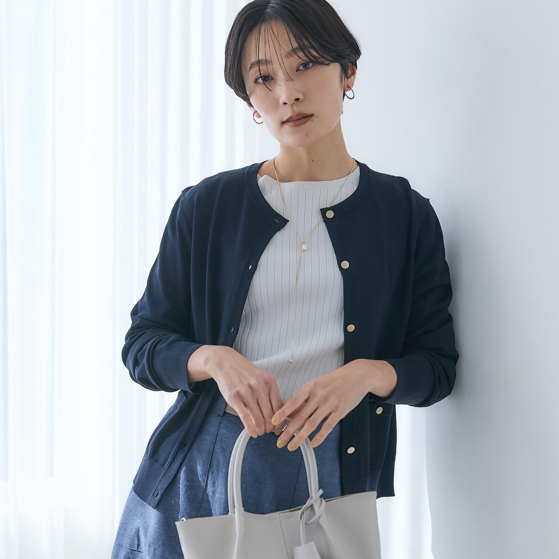 UNTITLED「【アンサンブル可/洗える】クルーネックニットカーディガン」|カーディガン|