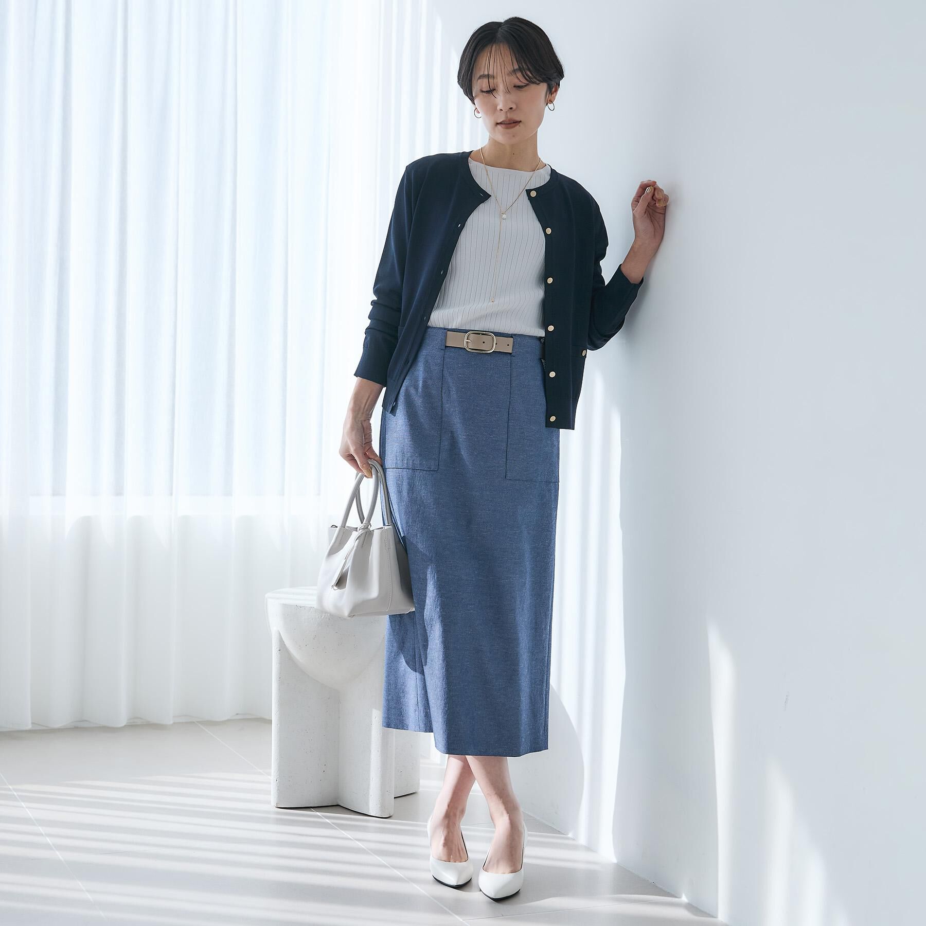 UNTITLED「【アンサンブル可/洗える】クルーネックニットカーディガン」|カーディガン|