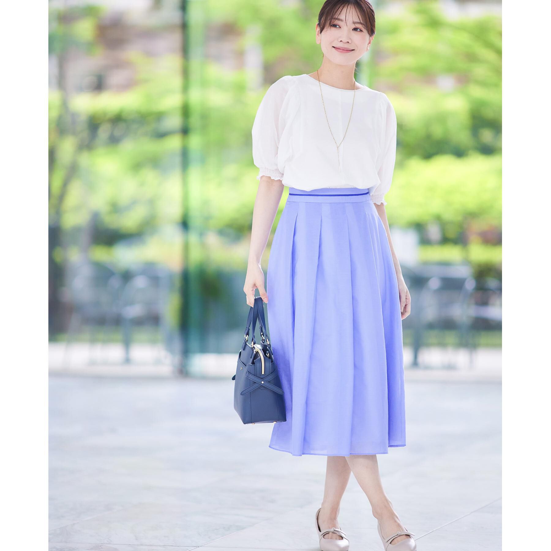 Reflect「【マシンウォッシュ可】シアーパフスリーブTブラウス」|シャツ・ブラウス|