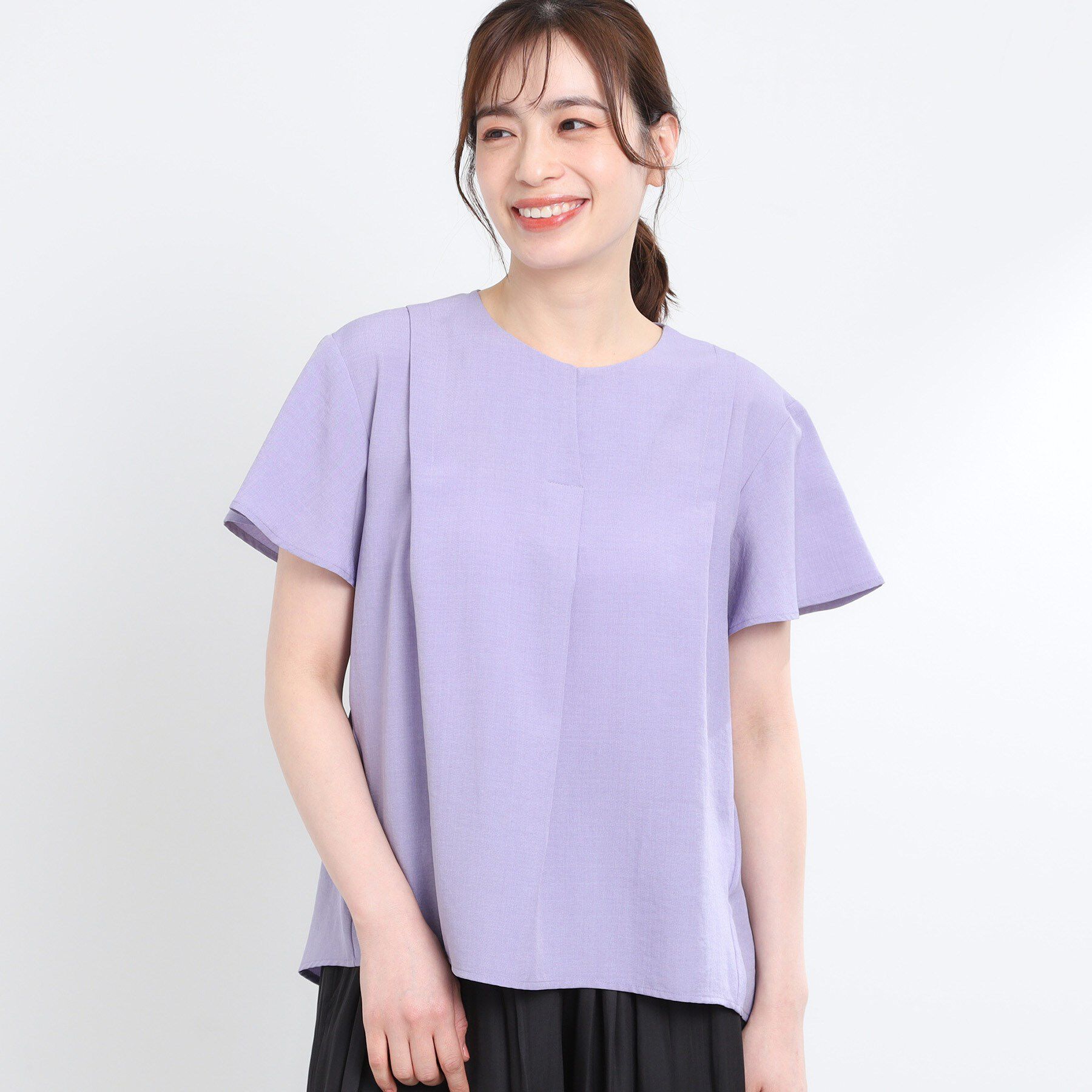 Reflect「ドライタッチスキッパーネックブラウス」|シャツ・ブラウス|