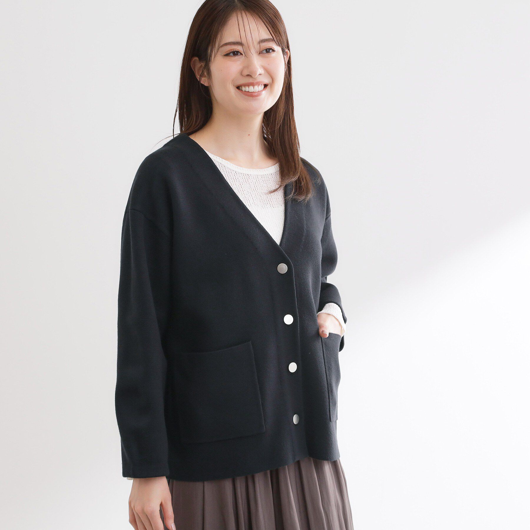 Reflect「【着回し力◎】ジャケット風ニットカーディガン」|カーディガン|