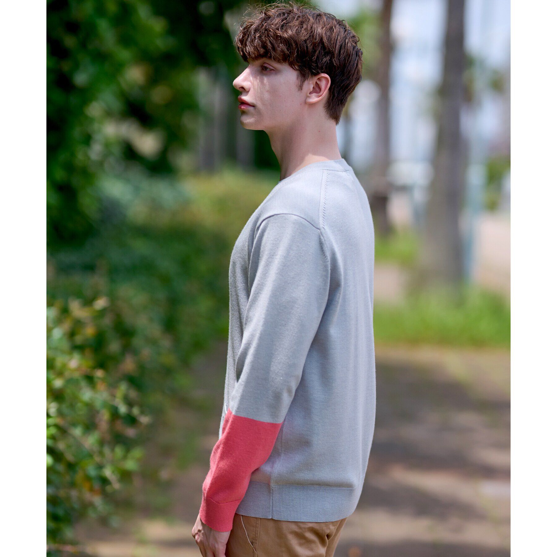 DRESSTERIOR「スリーブカラーブロックカーディガン」|カーディガン|