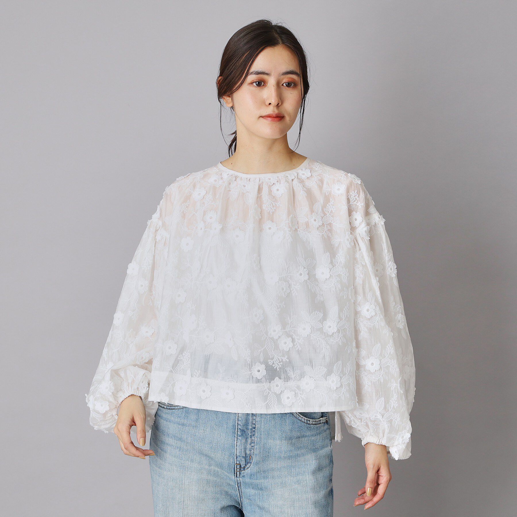 DRESSTERIOR「シアーエンブロイダリーブラウス」|シャツ・ブラウス|