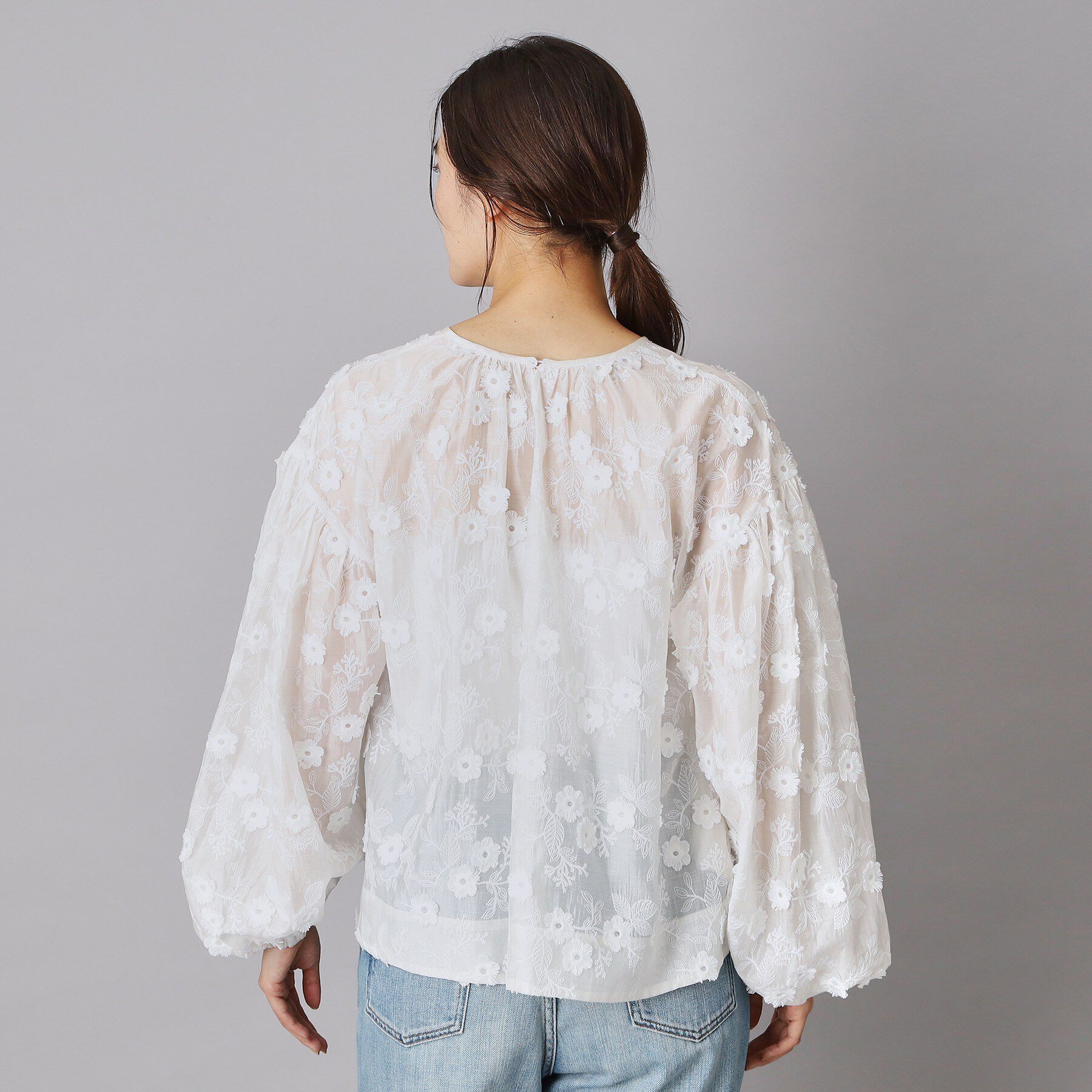 DRESSTERIOR「シアーエンブロイダリーブラウス」|シャツ・ブラウス|