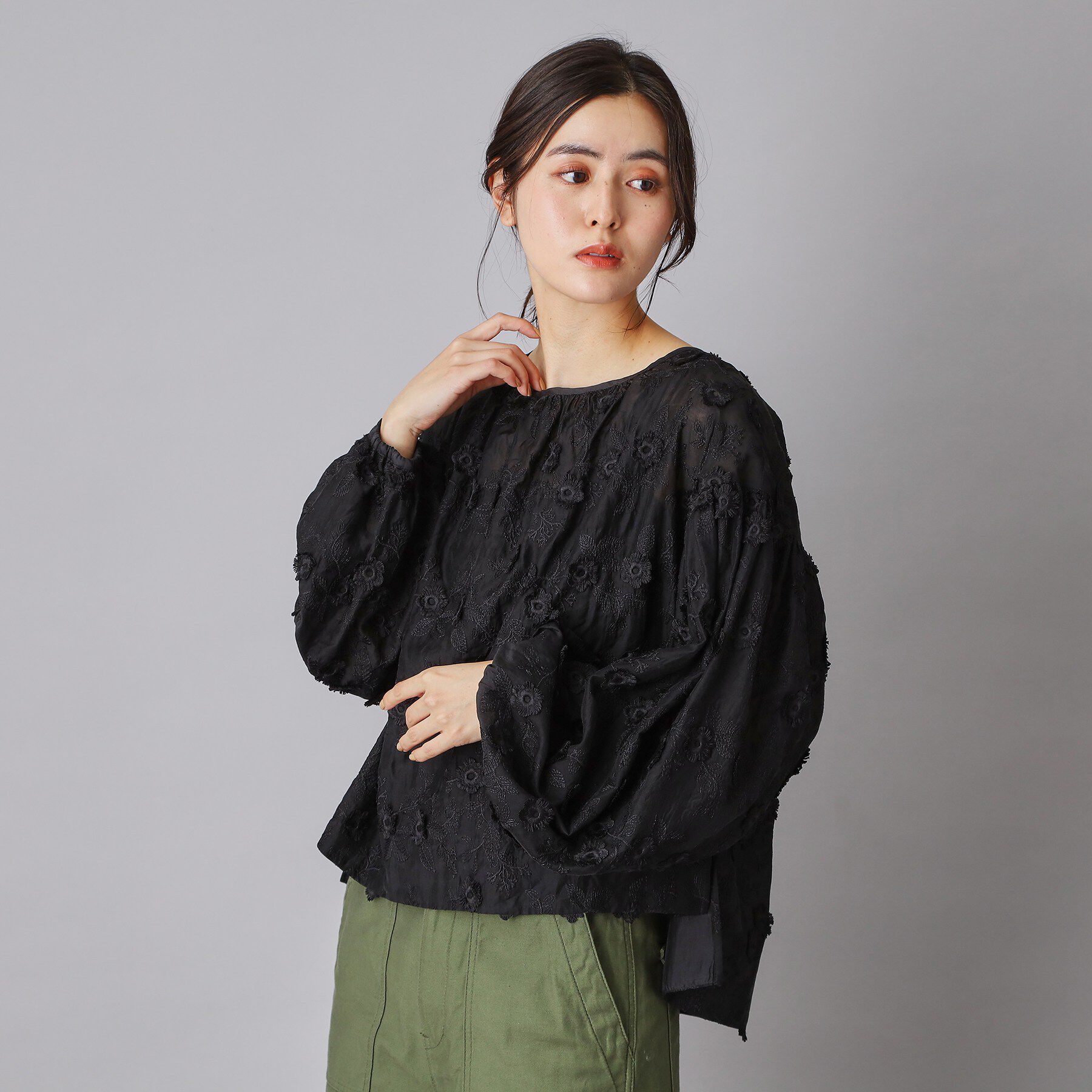 DRESSTERIOR「シアーエンブロイダリーブラウス」|シャツ・ブラウス|
