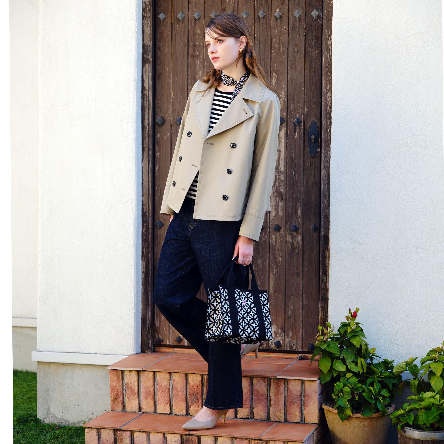 DRESSTERIOR「【撥水素材】Aラインショートトレンチジャケット」|トレンチコート|