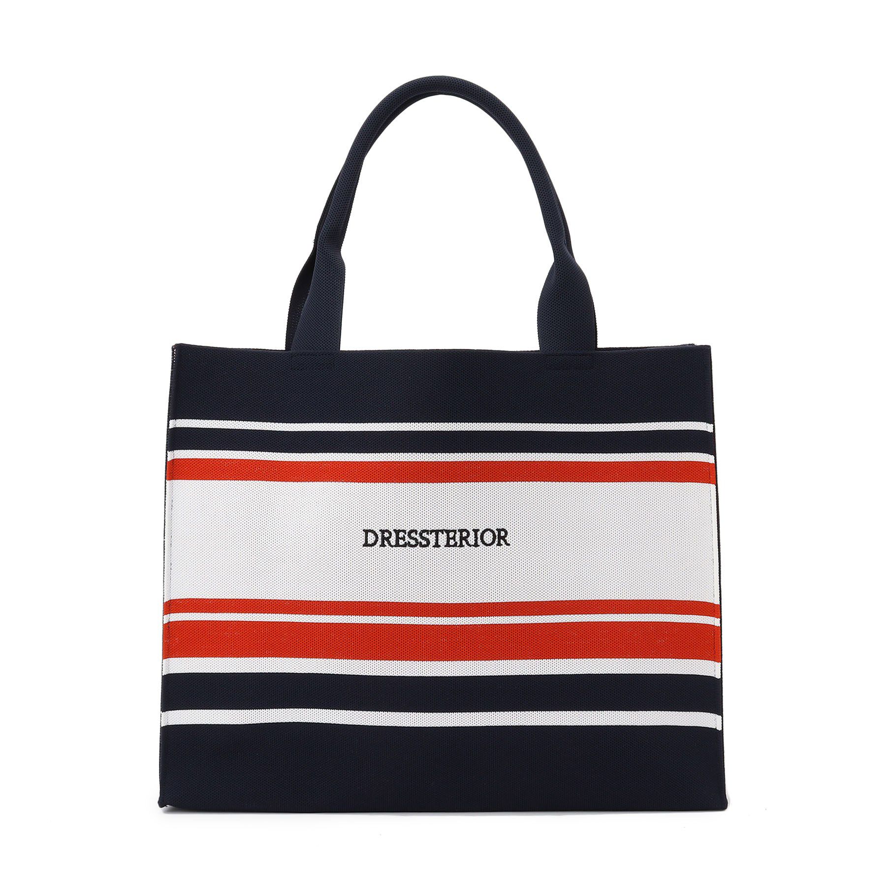 DRESSTERIOR「ボーダーニットラージトート」|トートバッグ|ネイビー(394)