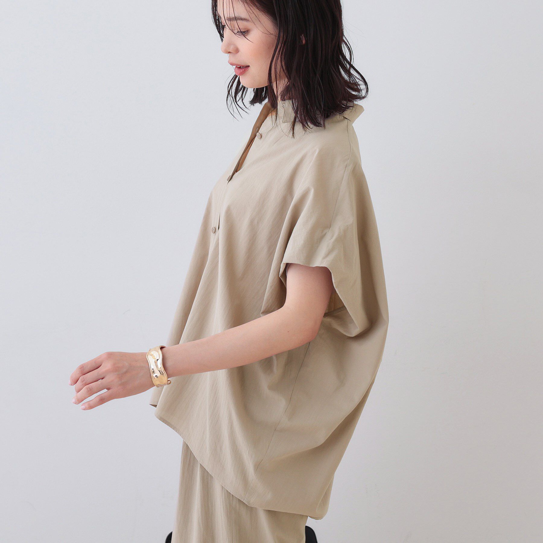 INDIVI「【SETUP可能／涼しい】コットンオーバーシャツ」|シャツ・ブラウス|