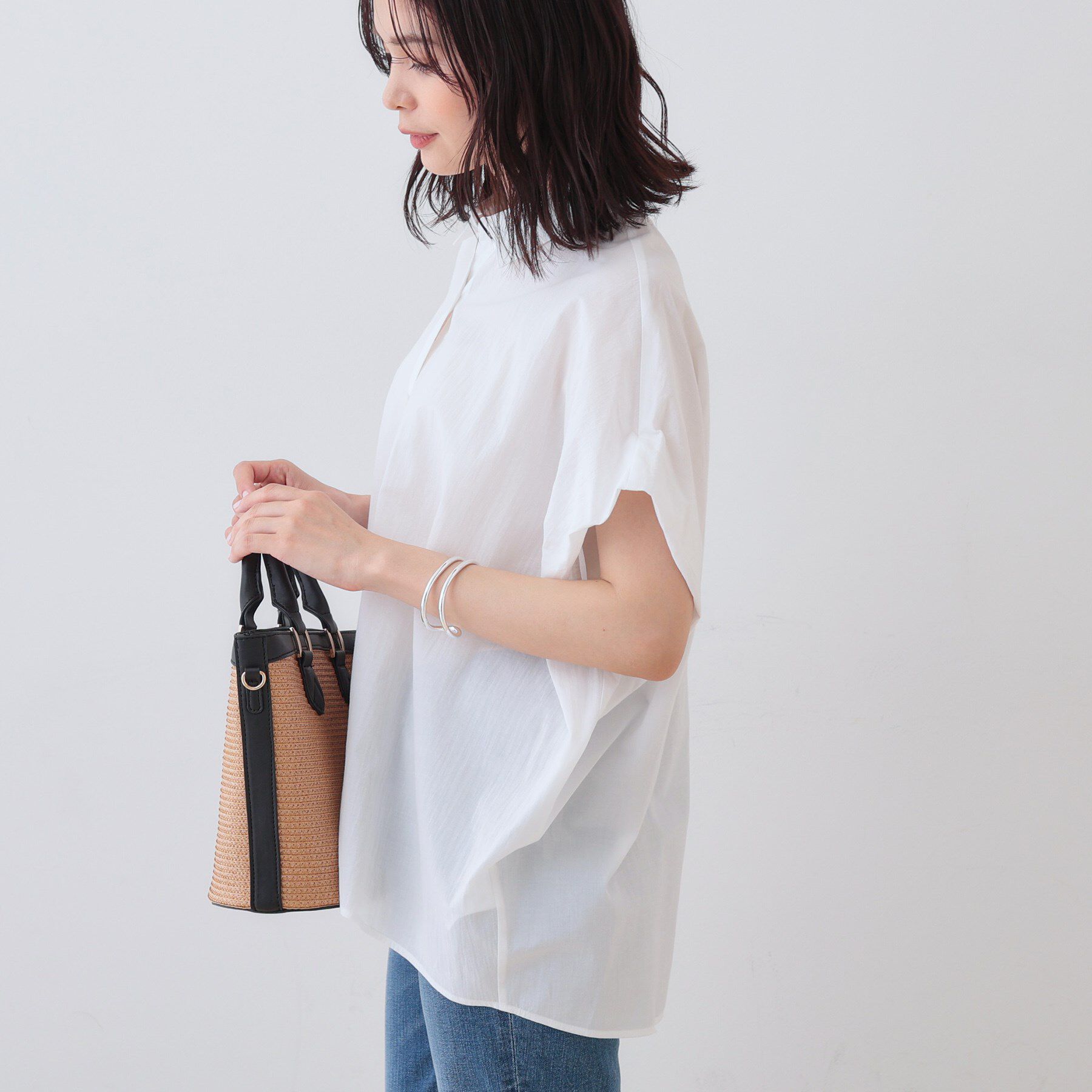 INDIVI「【SETUP可能／涼しい】コットンオーバーシャツ」|シャツ・ブラウス|