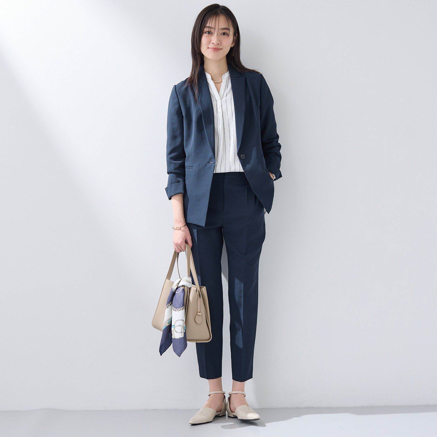 INDIVI「【洗える／UVケア／麻調】テーパードパンツ」|その他|