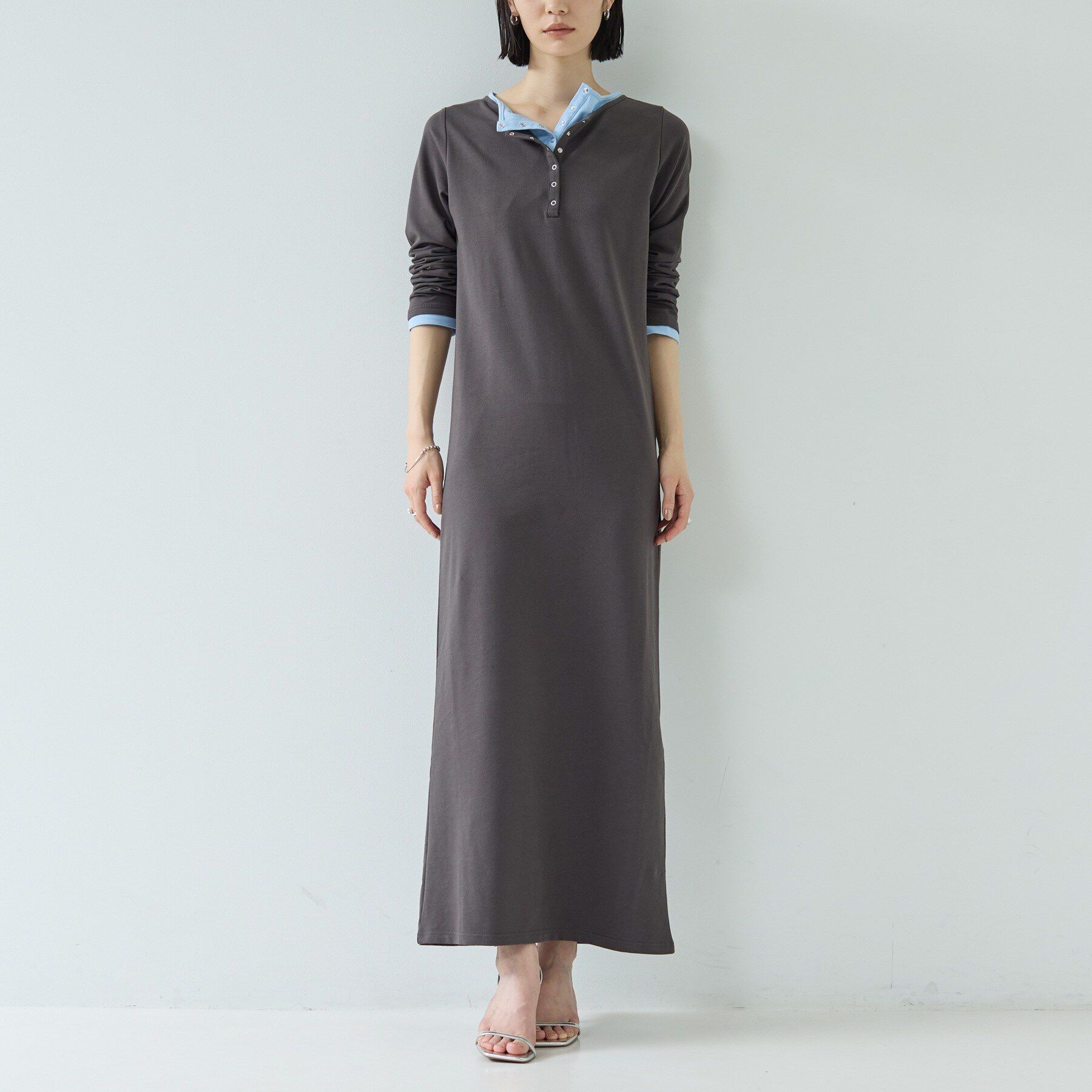 GALLEST「【一部店舗限定】バイカラーヘンリーネックワンピース」|ワンピース|チャコールグレー(5