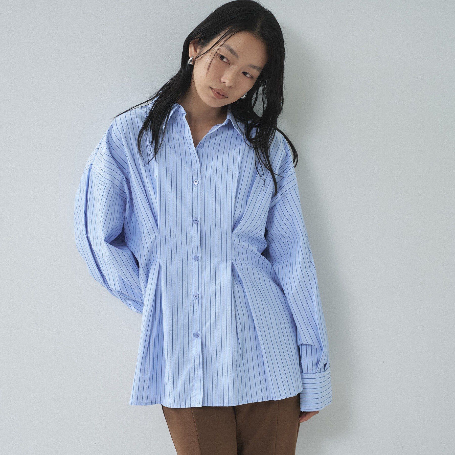 GALLEST「【一部店舗限定】ストライプタックシャツ」|シャツ・ブラウス|ブルー(391)