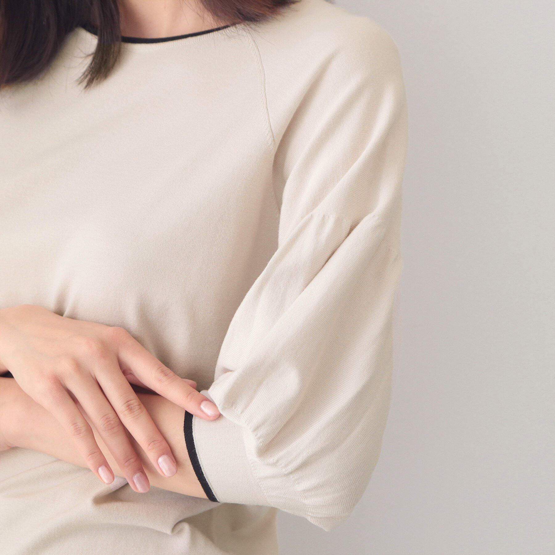 index「バルーン風スリーブバイカラーニット【洗濯機OK】」|ニット・セーター|