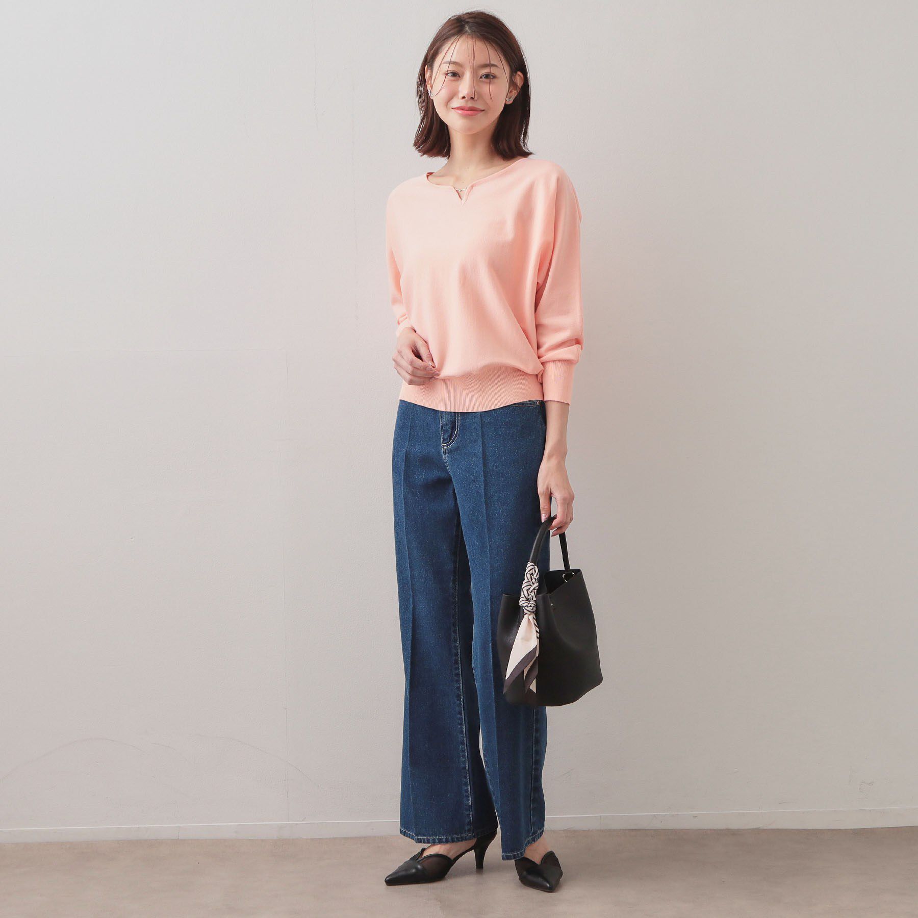 index「フロントパーツ付きドルマンスリーブニット【洗濯機OK/抗ピル】《7col》」|ニット・セーター|