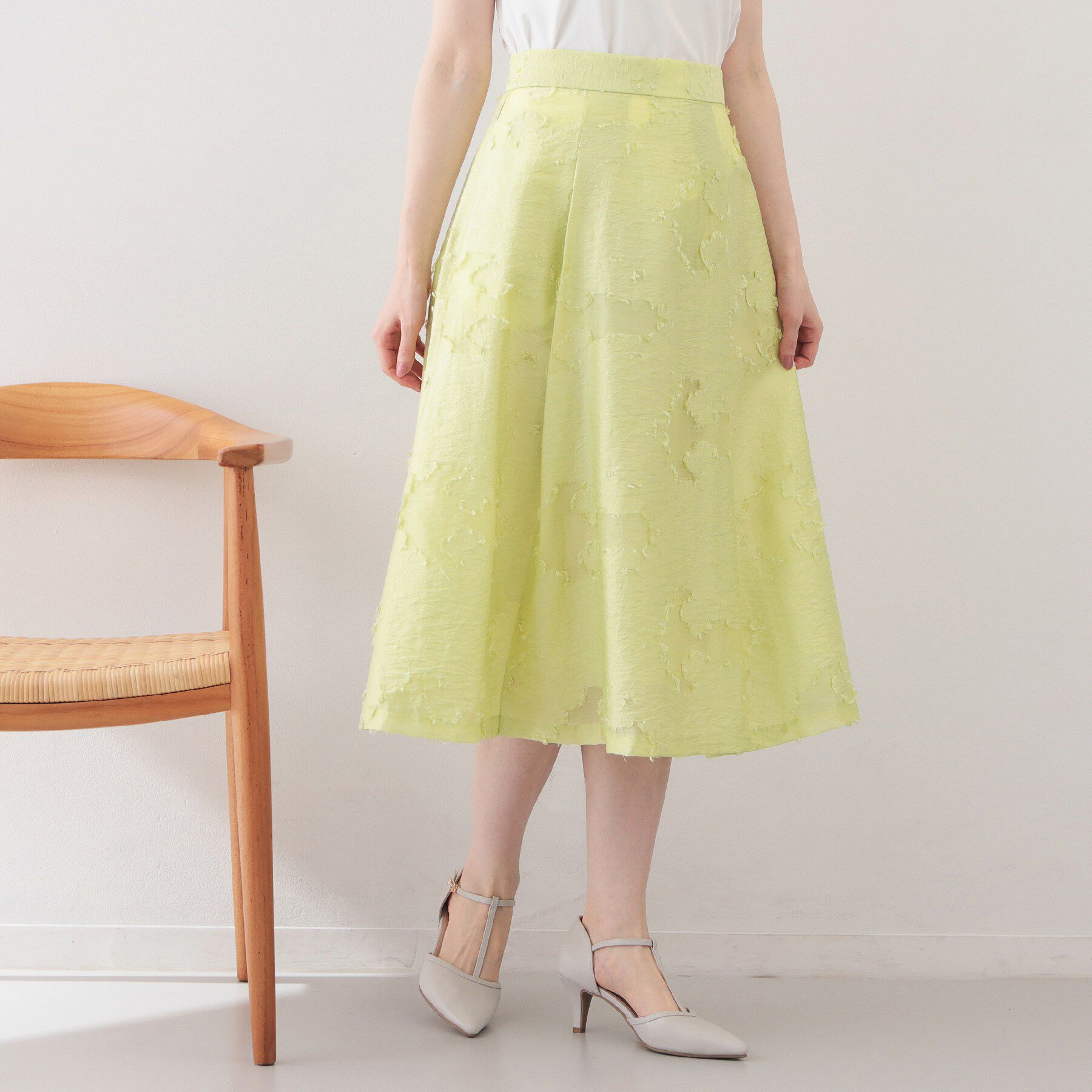 index「フラワーカットジャカードタックフレアスカート【洗濯機OK／イージーアイロン】」|スカート|