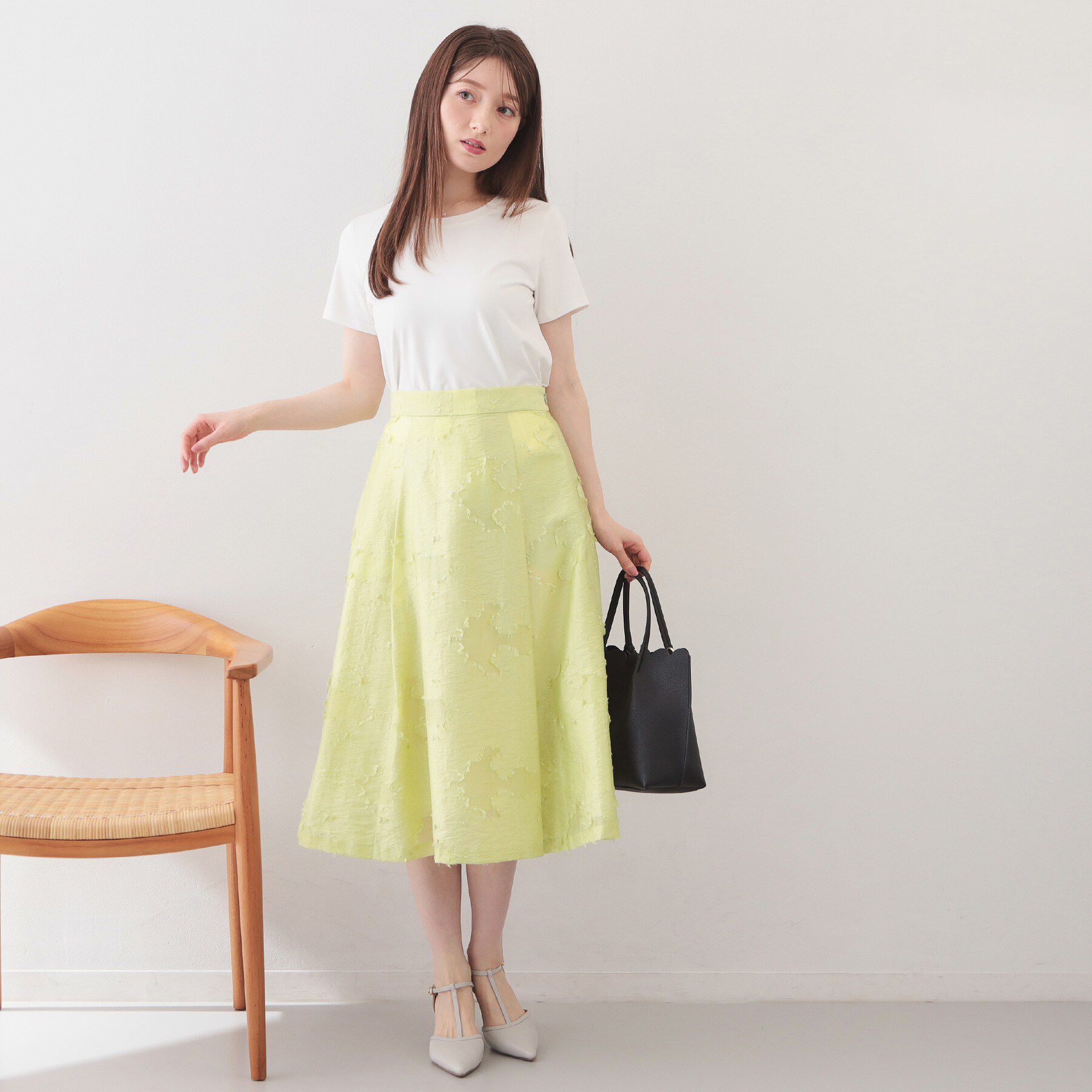 index「フラワーカットジャカードタックフレアスカート【洗濯機OK／イージーアイロン】」|スカート|