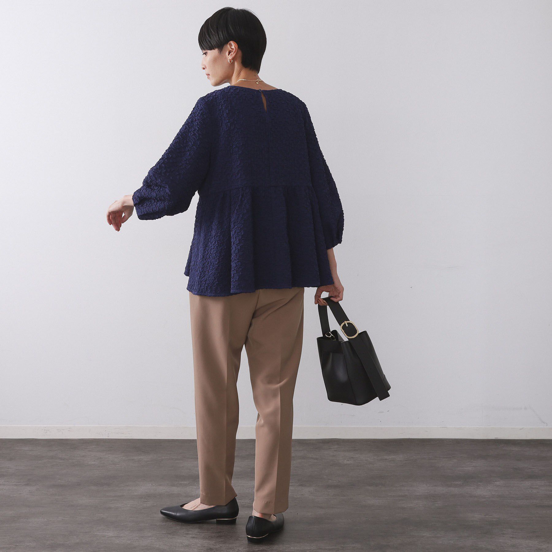 OPAQUE.CLIP「ふくれジャカードペプラムブラウス【洗濯機OK】」|シャツ・ブラウス|