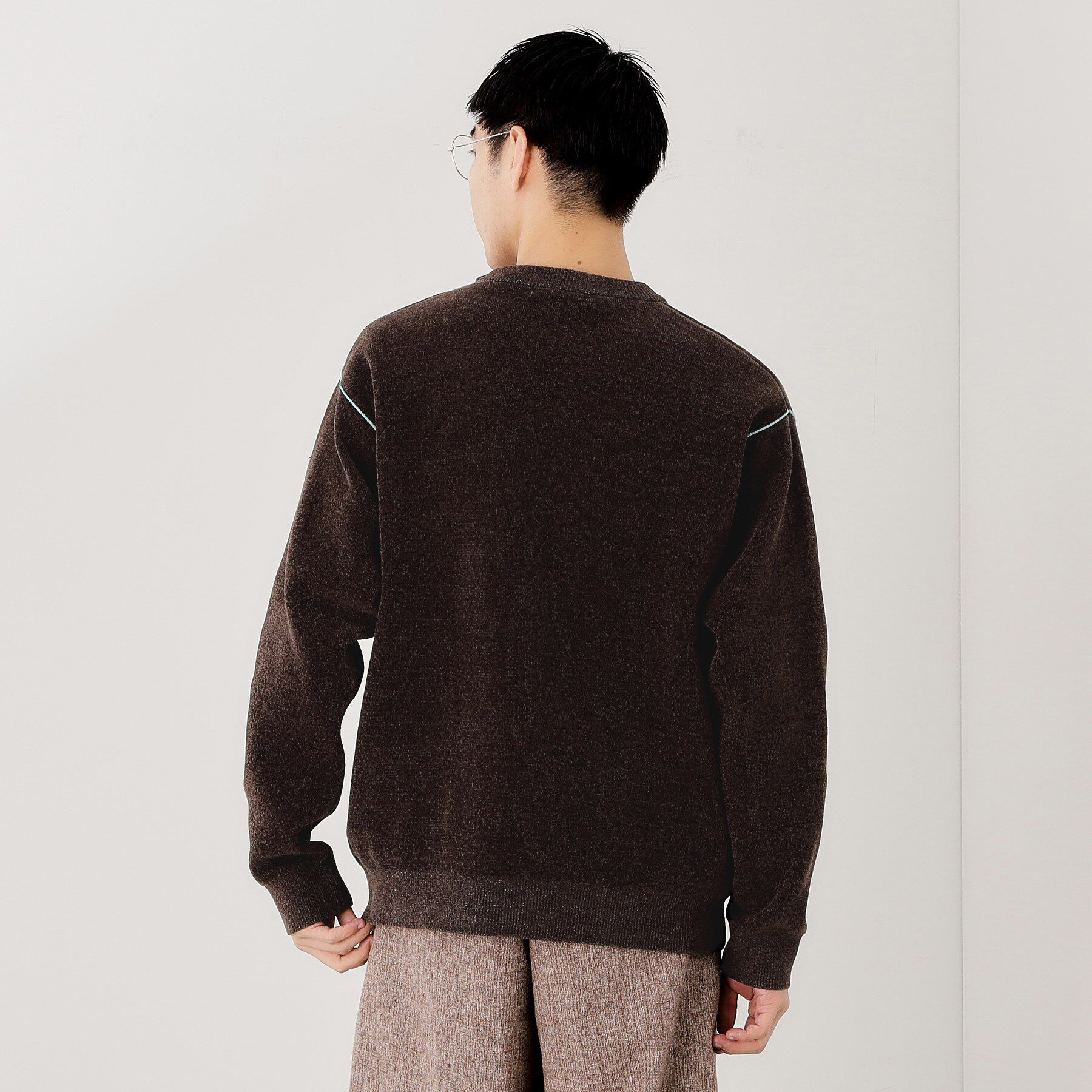 THE SHOP TK「【包み込まれるような柔らかさ】配色モールニット 洗濯機OK」|ニット・セーター|