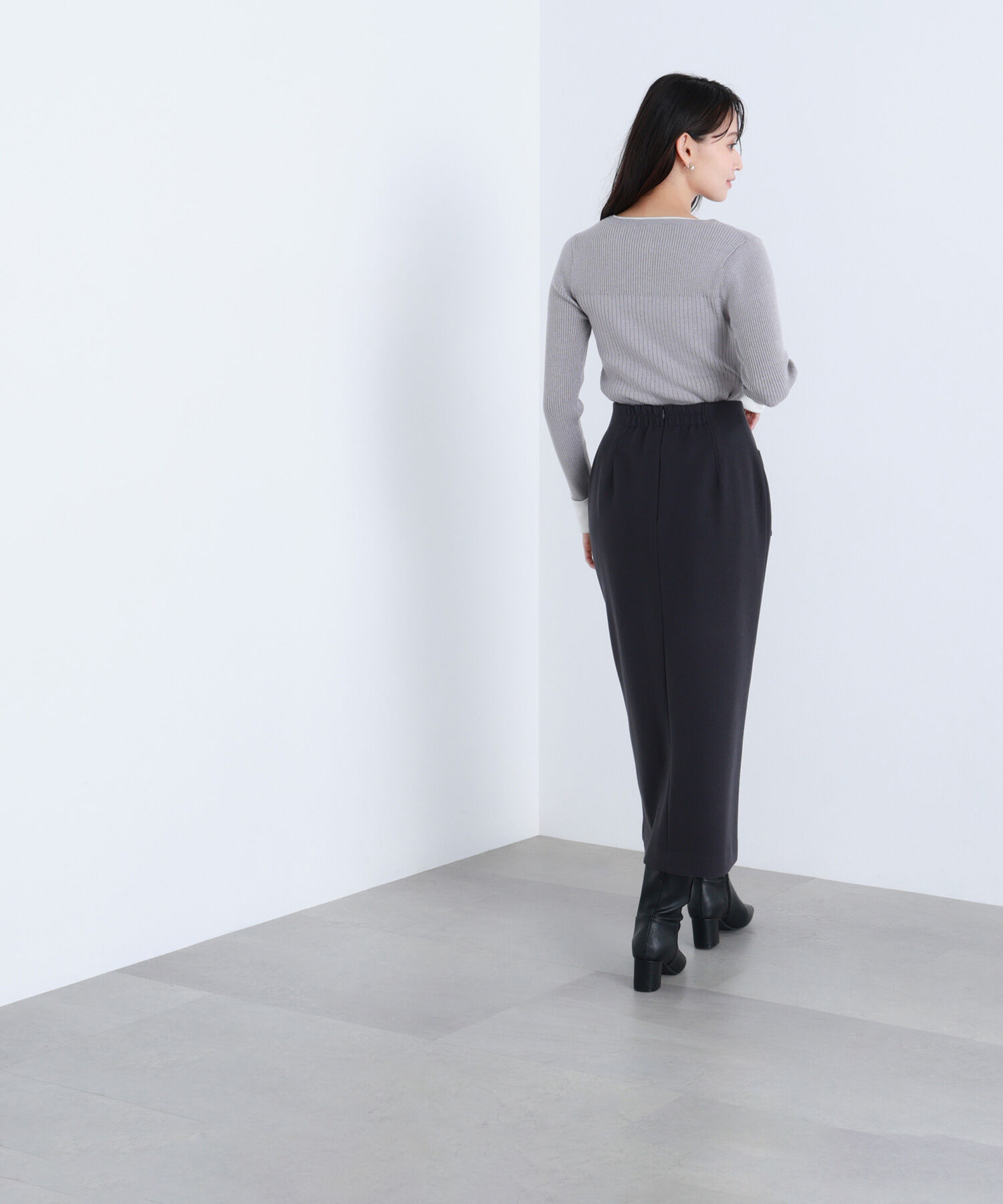  「フロントボタンバイカラーニット」|ニット・セーター|