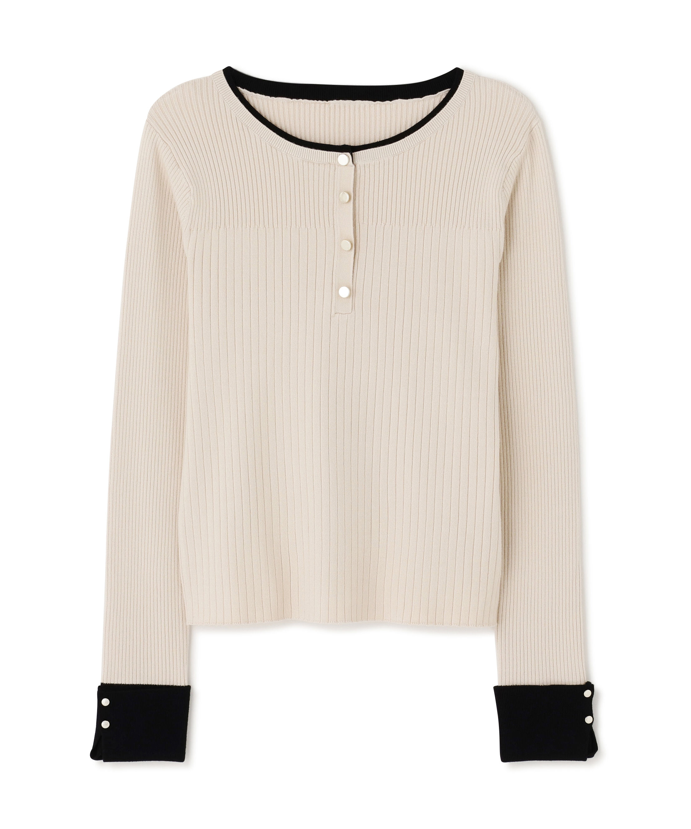  「フロントボタンバイカラーニット」|ニット・セーター|