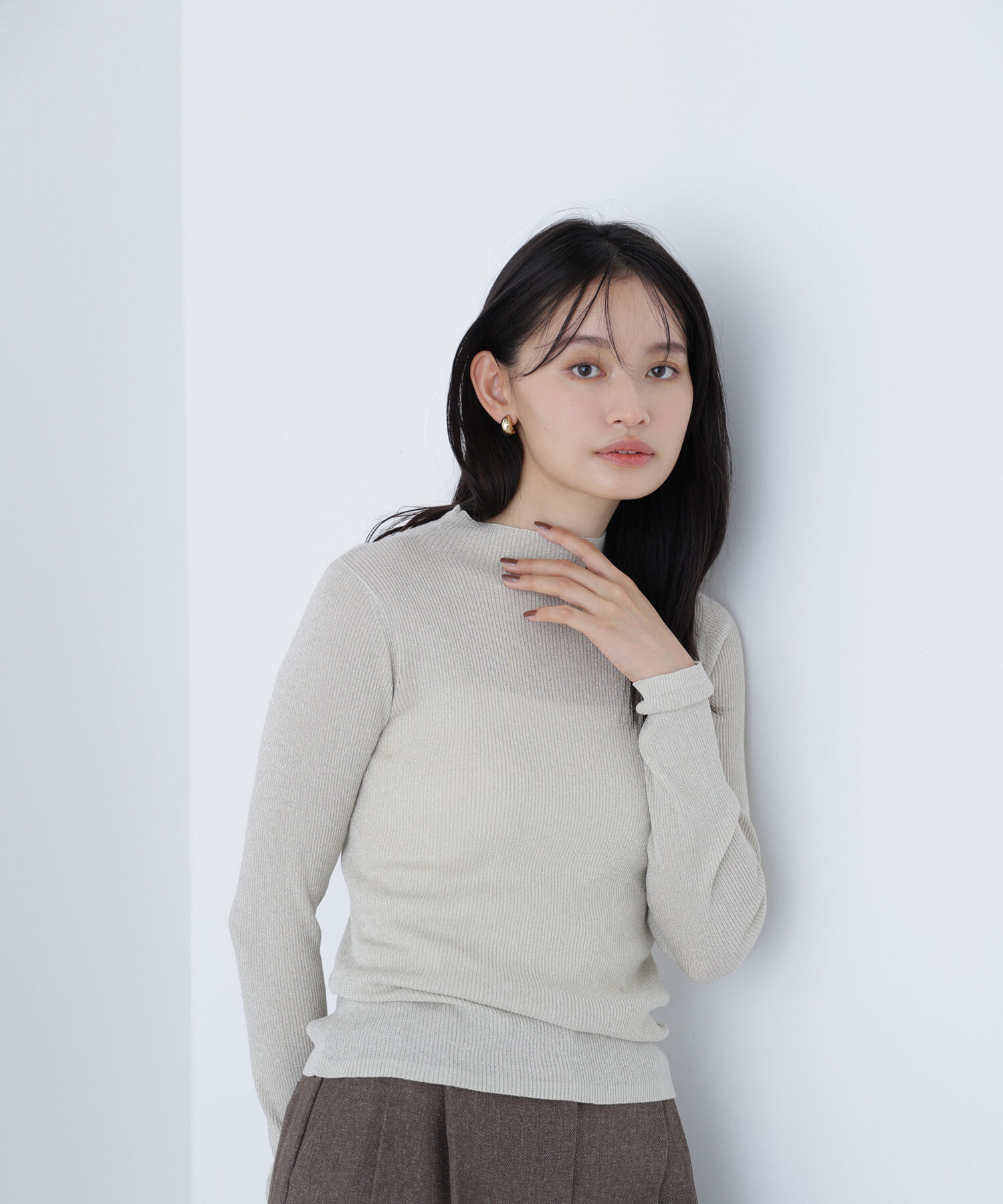  「シャイニーハイネックニット」|ニット・セーター|