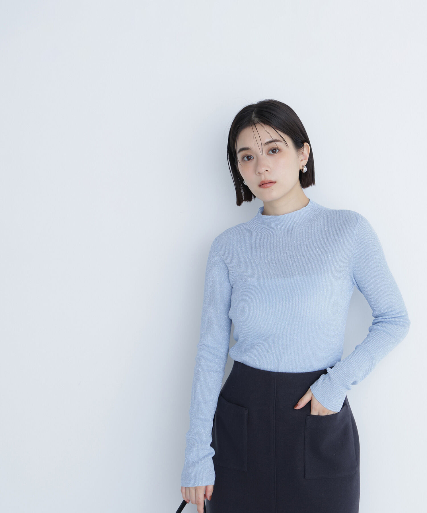  「シャイニーハイネックニット」|ニット・セーター|