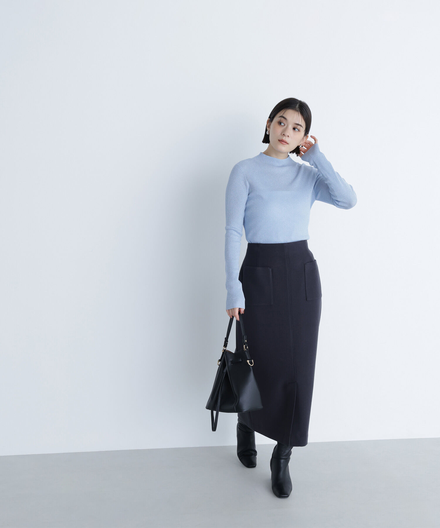  「シャイニーハイネックニット」|ニット・セーター|