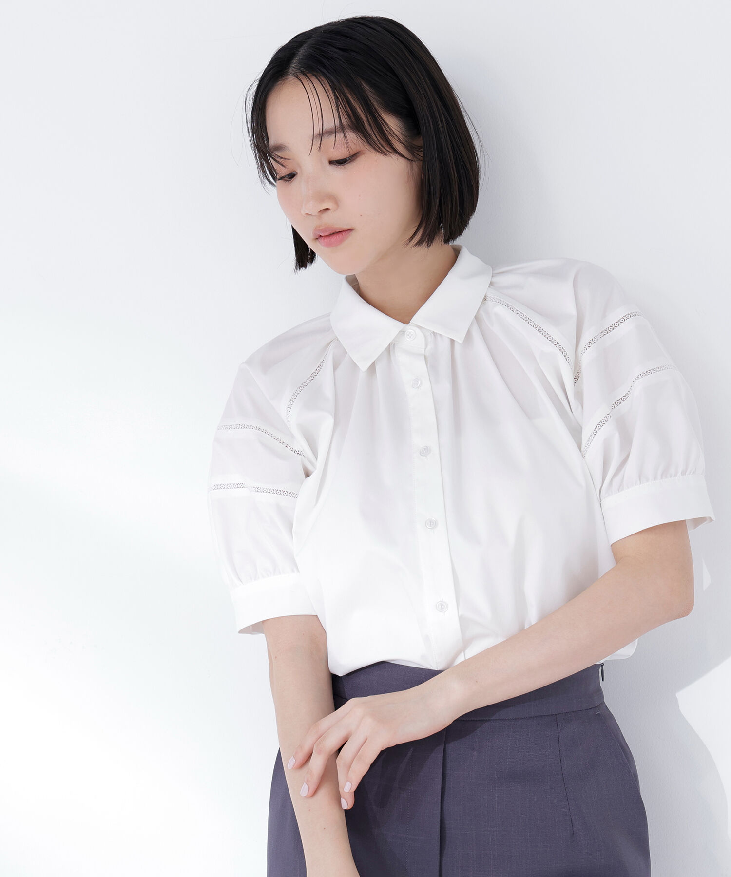  「パフスリーブレースブラウス」|シャツ・ブラウス|